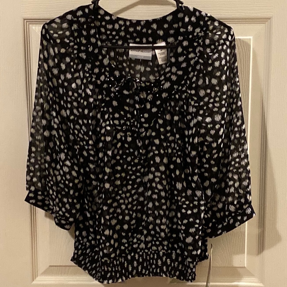 NWT Alfred Dunner Black Sheer Bling Blouse 8P